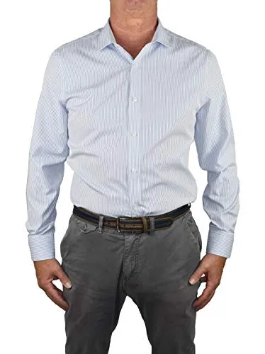 1stAmerican Elegante Camicia Uomo Manica Lunga - Camicie da Lavoro - 100% Cotone Silk Touch Regular Fit Collo all'Italiana - No Stiro TG Fino alla XXXL