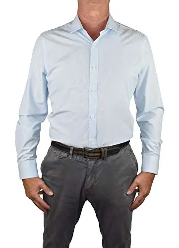 1stAmerican Elegante Camicia Uomo Manica Lunga - Camicie da Lavoro - 100% Cotone Silk Touch Regular Fit Collo all'Italiana - No Stiro TG Fino alla XXXL