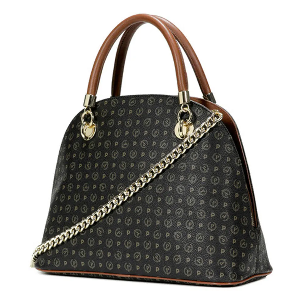 Borsa Donna a Mano POLLINI Linea Heritage Logo Classic Nero e Marrone