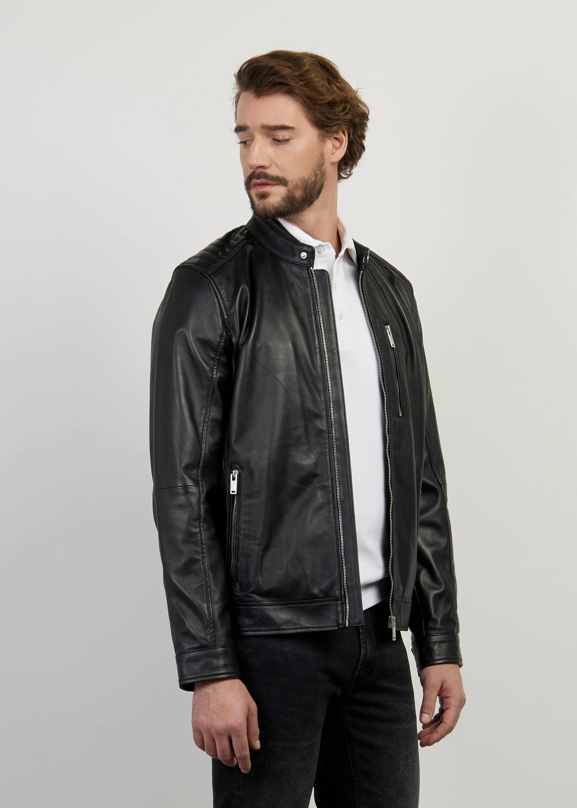 Giacca biker in pelle