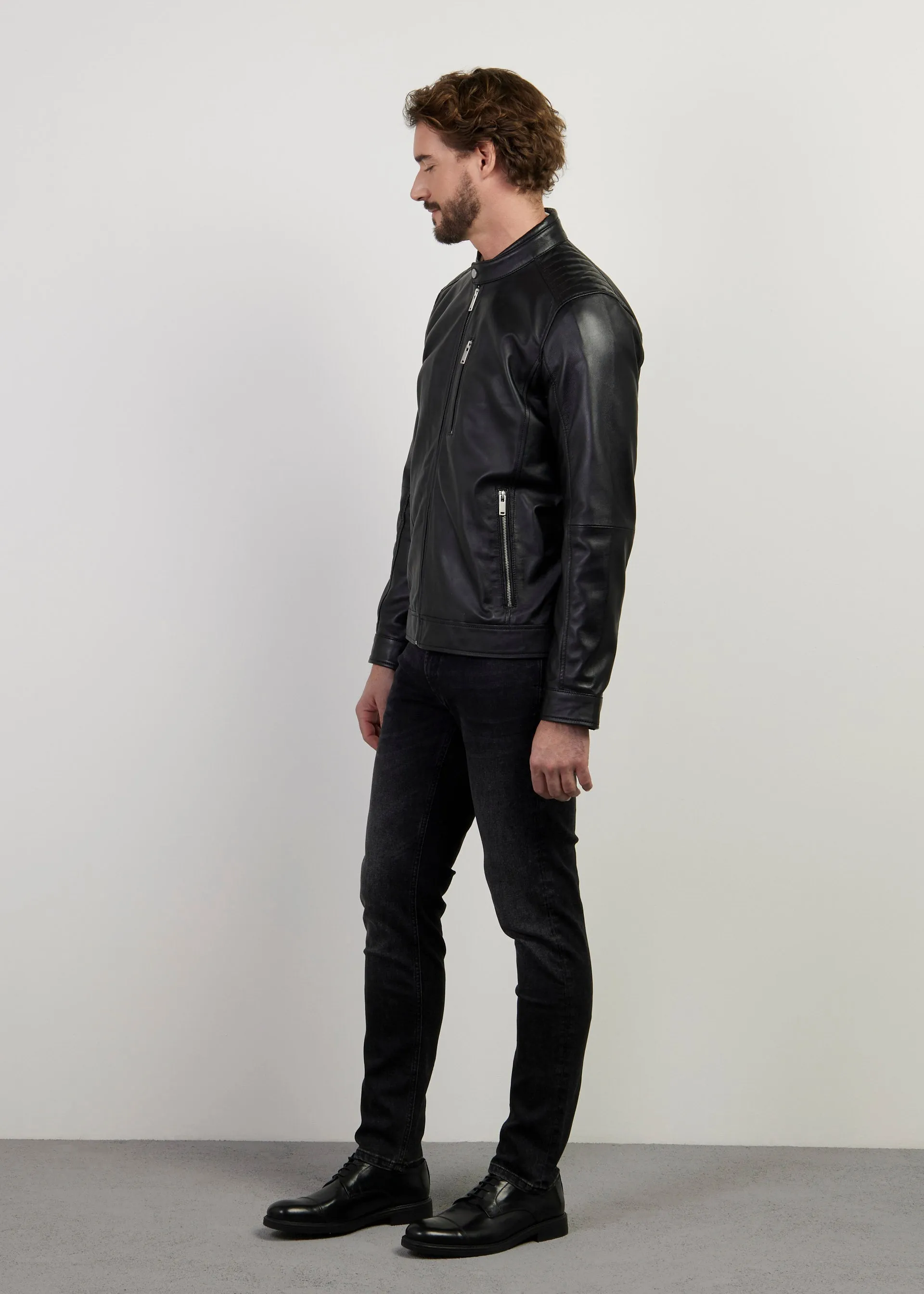 Giacca biker in pelle