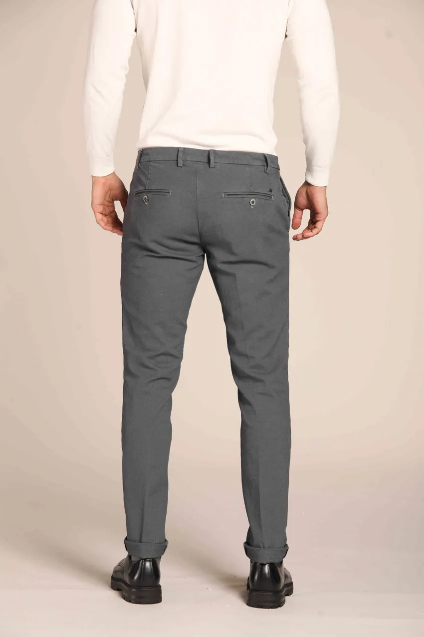 Milano Style pantalone chino uomo in cotone stretch con pattern occhio di pernice extra slim fit