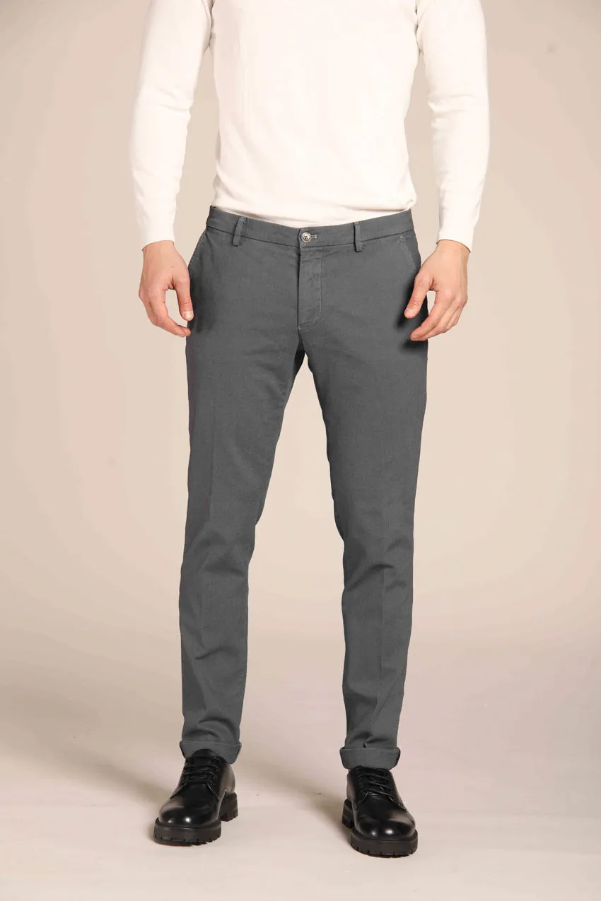 Milano Style pantalone chino uomo in cotone stretch con pattern occhio di pernice extra slim fit