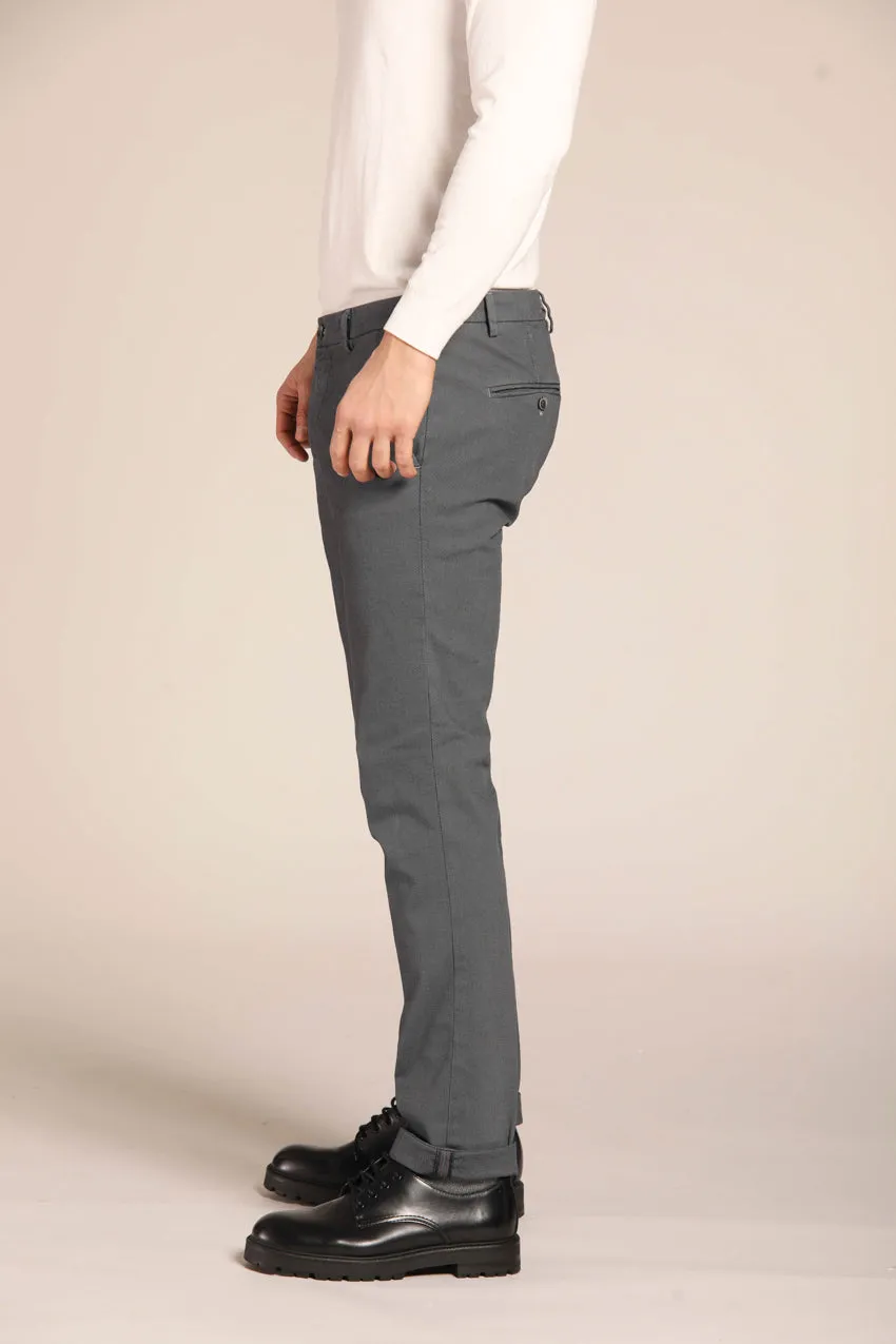 Milano Style pantalone chino uomo in cotone stretch con pattern occhio di pernice extra slim fit