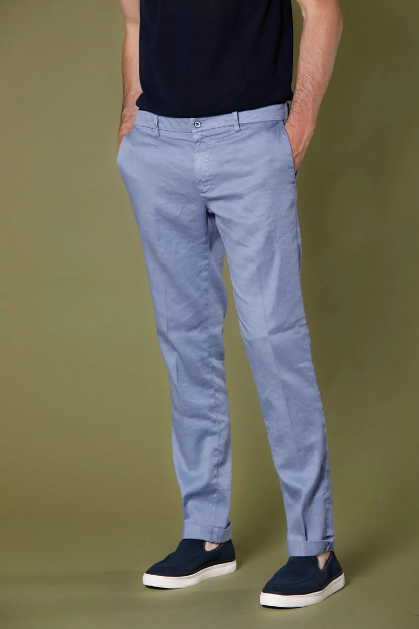 New York pantalone chino da uomo in lino e cotone regular