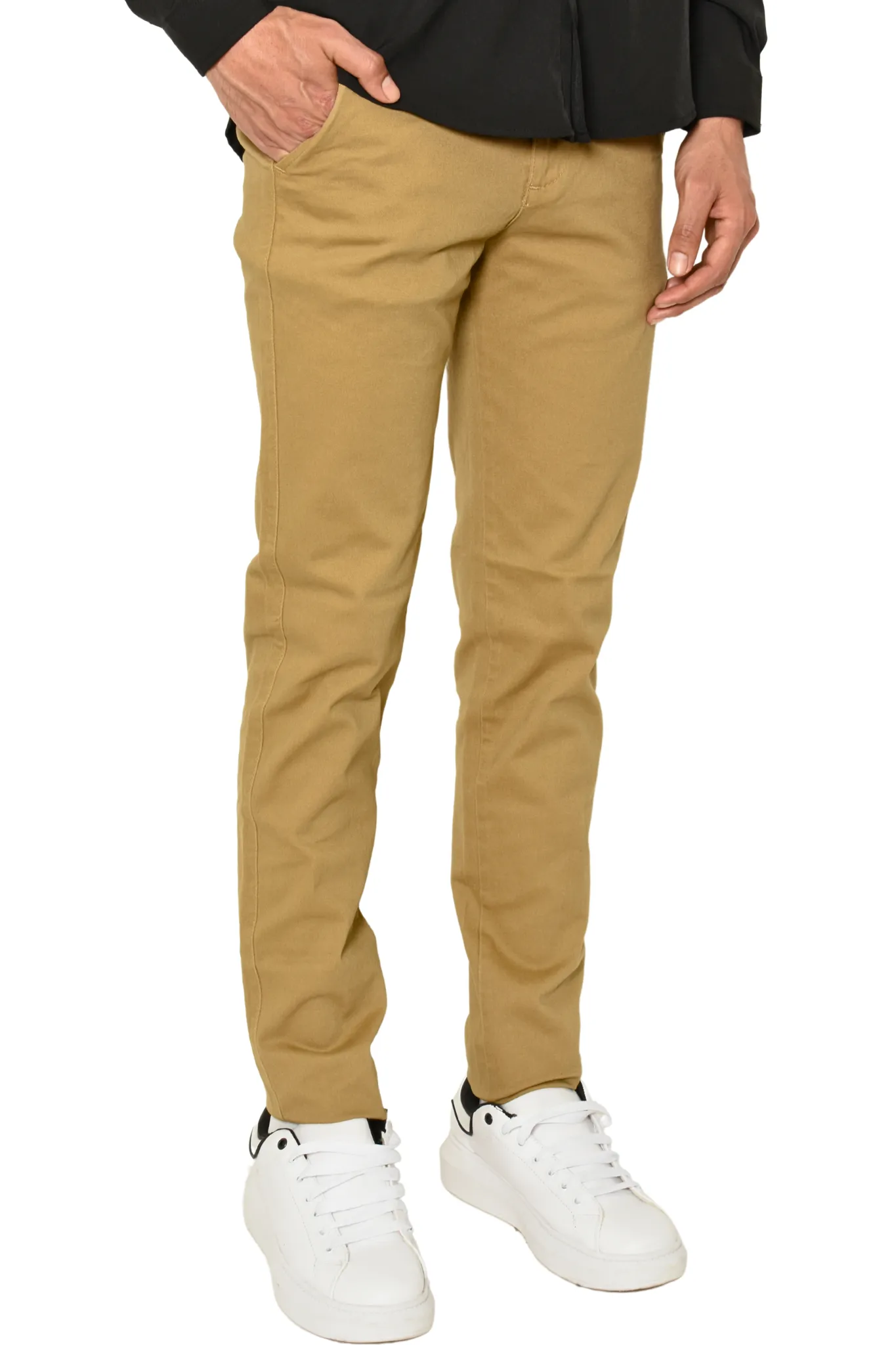 Pantalón Gabardina Corte Slim Café