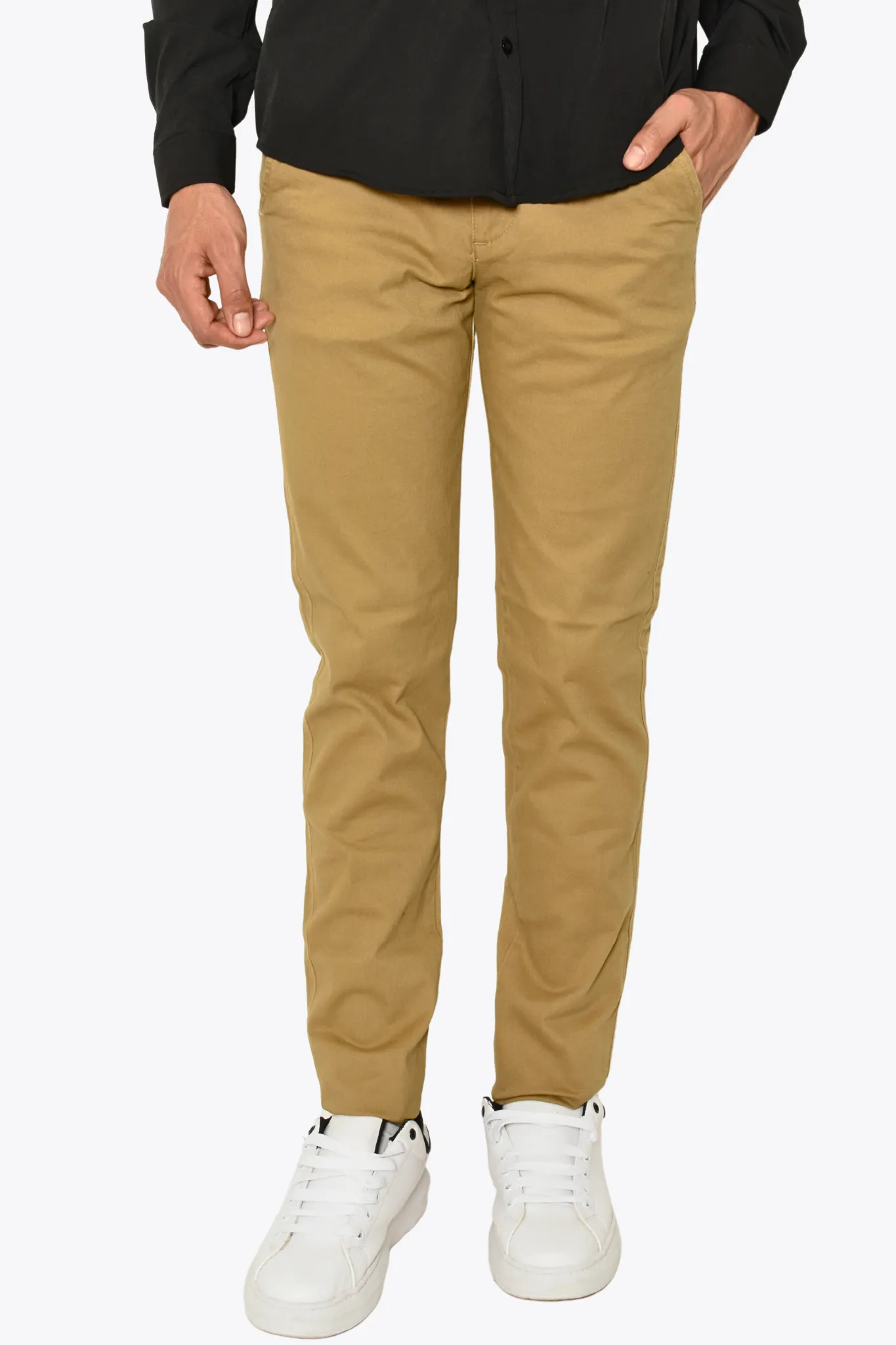 Pantalón Gabardina Corte Slim Café