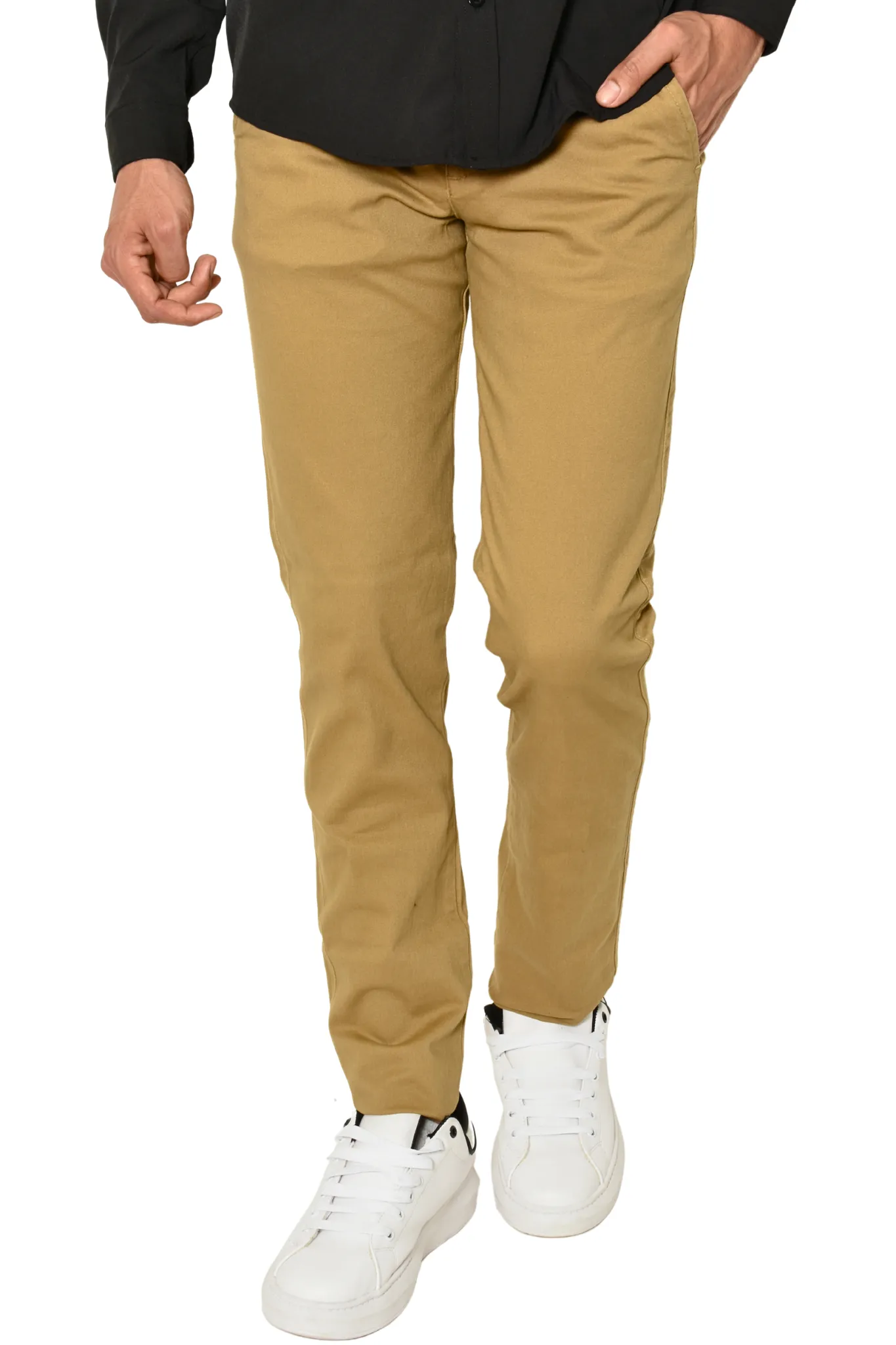 Pantalón Gabardina Corte Slim Café