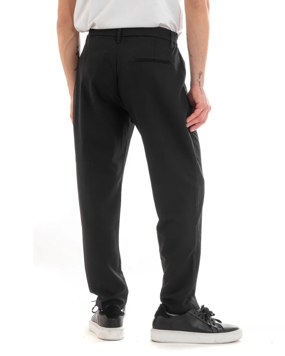 Pantaloni Uomo Pantalaccio Comodo Viscosa Elastico Straight Fit Nero GIOSAL-P5646A