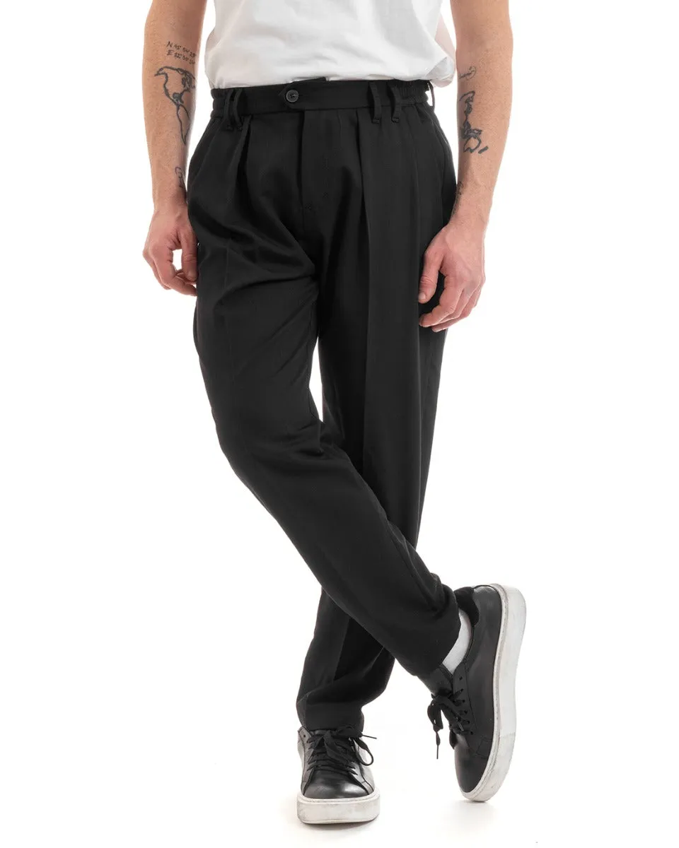 Pantaloni Uomo Pantalaccio Comodo Viscosa Elastico Straight Fit Nero GIOSAL-P5646A