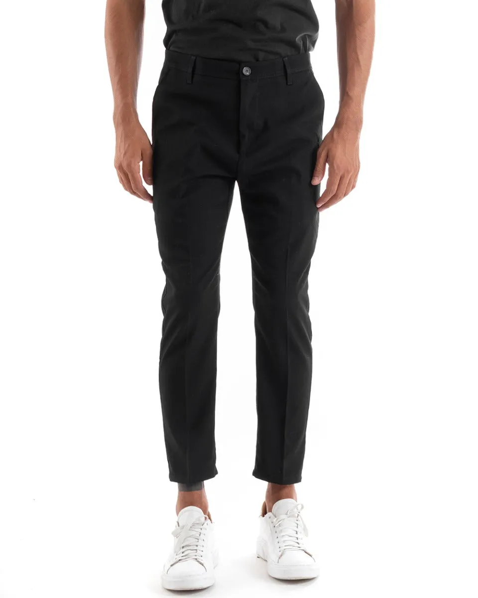 Pantaloni Uomo Tasca America Slim Classico Capri Casual Nero GIOSAL-P5389A