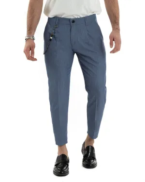 Pantaloni Uomo Tasca America Viscosa Denim Capri Casual Classico Pinces GIOSAL-P5945A