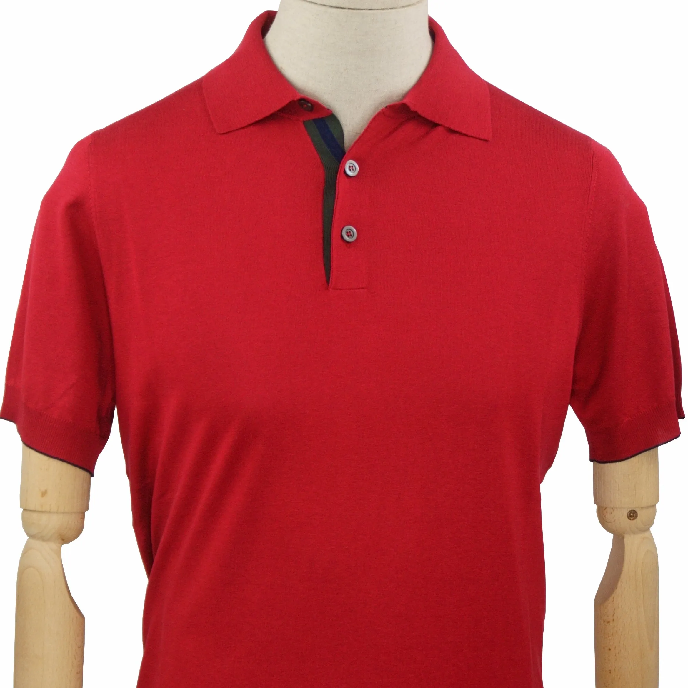 Polo in maglia Maniche Corte Rosso Porpora 100% Seta