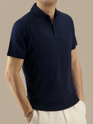 Polo Maniche Corte Midnight Blue 100% Seta