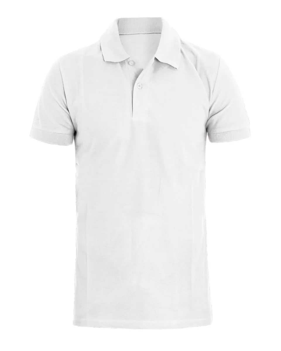 T-shirt Uomo Polo Tinta Unita Bianco Manica Corta Colletto Bottoncini Basic Casual GIOSAL-TS2974A